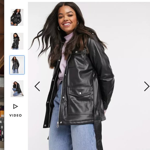 Asos New Look Faux Leather Jacket Size 8 - Picture 5 of 12